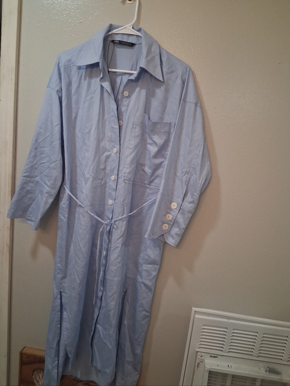 Zara Light Blue Button-Front Jumpsuit